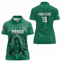 Custom Mexico Guadalupe Football Women Polo Shirt Viva Mexico