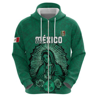 Custom Mexico Guadalupe Football Zip Hoodie Viva Mexico