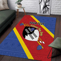 Personalized Eswatini National Flag Day Area Rug Nguni Shield Flag Style