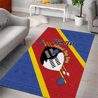 Personalized Eswatini National Flag Day Area Rug Nguni Shield Flag Style
