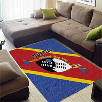Personalized Eswatini National Flag Day Area Rug Nguni Shield Flag Style
