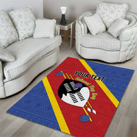 Personalized Eswatini National Flag Day Area Rug Nguni Shield Flag Style