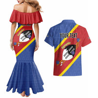 Personalized Eswatini National Flag Day Couples Matching Mermaid Dress and Hawaiian Shirt Nguni Shield Flag Style