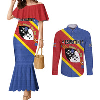 Personalized Eswatini National Flag Day Couples Matching Mermaid Dress and Long Sleeve Button Shirt Nguni Shield Flag Style