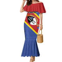 Personalized Eswatini National Flag Day Family Matching Mermaid Dress and Hawaiian Shirt Nguni Shield Flag Style
