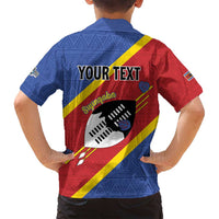 Personalized Eswatini National Flag Day Family Matching Summer Maxi Dress and Hawaiian Shirt Nguni Shield Flag Style