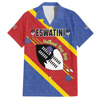 Personalized Eswatini National Flag Day Family Matching Summer Maxi Dress and Hawaiian Shirt Nguni Shield Flag Style