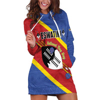 Personalized Eswatini National Flag Day Hoodie Dress Nguni Shield Flag Style