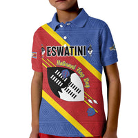 Personalized Eswatini National Flag Day Kid Polo Shirt Nguni Shield Flag Style