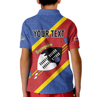 Personalized Eswatini National Flag Day Kid Polo Shirt Nguni Shield Flag Style