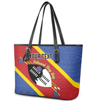 Personalized Eswatini National Flag Day Leather Tote Bag Nguni Shield Flag Style