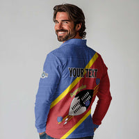 Personalized Eswatini National Flag Day Long Sleeve Polo Shirt Nguni Shield Flag Style