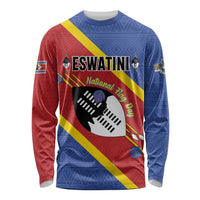 Personalized Eswatini National Flag Day Long Sleeve Shirt Nguni Shield Flag Style