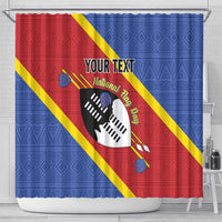 Personalized Eswatini National Flag Day Shower Curtain Nguni Shield Flag Style