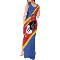 Personalized Eswatini National Flag Day Tank Maxi Dress Nguni Shield Flag Style