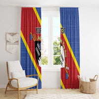 Personalized Eswatini National Flag Day Window Curtain Nguni Shield Flag Style