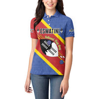 Personalized Eswatini National Flag Day Women Polo Shirt Nguni Shield Flag Style