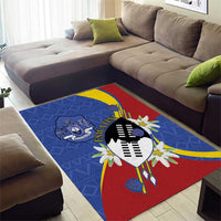 Eswatini Area Rug Nguni Shield Edelweiss Flower