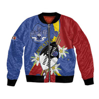 Eswatini Bomber Jacket Nguni Shield Edelweiss Flower