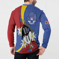 Eswatini Button Sweatshirt Nguni Shield Edelweiss Flower