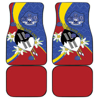 Eswatini Car Mats Nguni Shield Edelweiss Flower