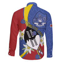 Eswatini Family Matching Puletasi and Hawaiian Shirt Nguni Shield Edelweiss Flower