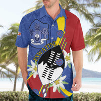 Eswatini Hawaiian Shirt Nguni Shield Edelweiss Flower
