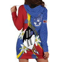 Eswatini Hoodie Dress Nguni Shield Edelweiss Flower