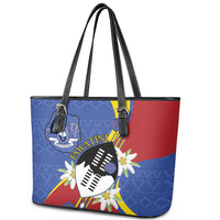 Eswatini Leather Tote Bag Nguni Shield Edelweiss Flower