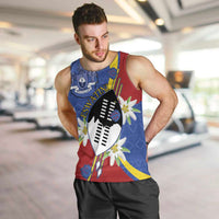 Eswatini Men Tank Top Nguni Shield Edelweiss Flower