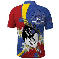 Eswatini Polo Shirt Nguni Shield Edelweiss Flower
