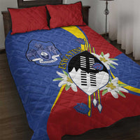 Eswatini Quilt Bed Set Nguni Shield Edelweiss Flower