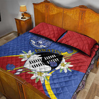 Eswatini Quilt Bed Set Nguni Shield Edelweiss Flower