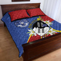Eswatini Quilt Bed Set Nguni Shield Edelweiss Flower