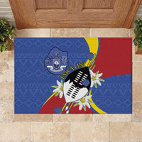 Eswatini Rubber Doormat Nguni Shield Edelweiss Flower