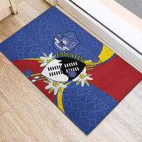 Eswatini Rubber Doormat Nguni Shield Edelweiss Flower