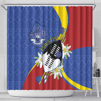 Eswatini Shower Curtain Nguni Shield Edelweiss Flower
