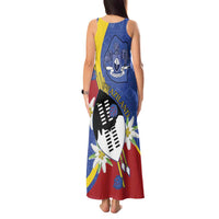 Eswatini Tank Maxi Dress Nguni Shield Edelweiss Flower