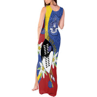 Eswatini Tank Maxi Dress Nguni Shield Edelweiss Flower