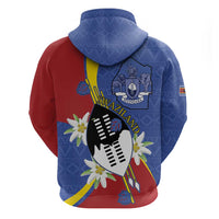 Eswatini Zip Hoodie Nguni Shield Edelweiss Flower