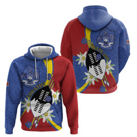 Eswatini Zip Hoodie Nguni Shield Edelweiss Flower