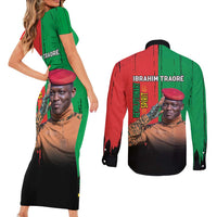 Ibrahim Traore Couples Matching Short Sleeve Bodycon Dress and Long Sleeve Button Shirt Faso Rises Our Soil Our Rules