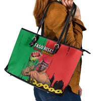 Ibrahim Traore Leather Tote Bag Faso Rises Our Soil Our Rules