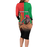 Ibrahim Traore Long Sleeve Bodycon Dress Faso Rises Our Soil Our Rules