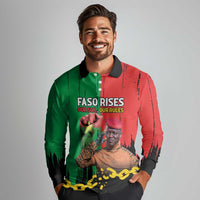 Ibrahim Traore Long Sleeve Polo Shirt Faso Rises Our Soil Our Rules