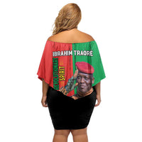 Ibrahim Traore Off Shoulder Short Dress Faso Rises Our Soil Our Rules