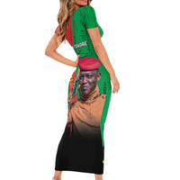 Ibrahim Traore Short Sleeve Bodycon Dress Faso Rises Our Soil Our Rules
