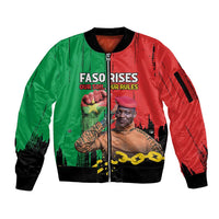 Ibrahim Traore Sleeve Zip Bomber Jacket Faso Rises Our Soil Our Rules