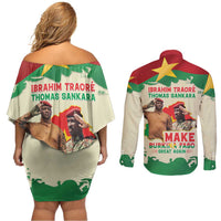 Ibrahim Traore Thomas Sankara Couples Matching Off Shoulder Short Dress and Long Sleeve Button Shirt Make Burkina Faso Great Again