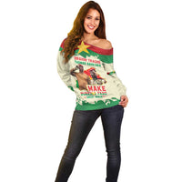 Ibrahim Traore Thomas Sankara Off Shoulder Sweater Make Burkina Faso Great Again